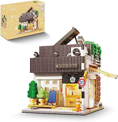 AKOGD Japanisches Café Haus Bausteine, C66007W 1116 Teile Sommer Café Modulares Haus Bausteine Bausatz Modell mit Beleuchtungsset, Architektur Klemmbausteine Bauset Konstruktionsspielzeug Set
