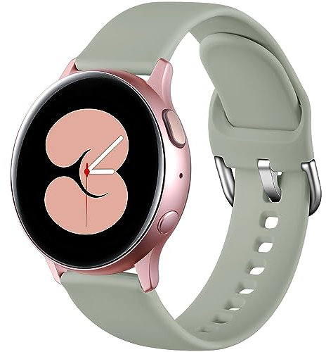 Dirrelo Sport Strap Compatible With Samsung Galaxy Watch Active/Active 2 40mm/44mm, 20mm Waterproof Silicone Replacement for Samsung Galaxy Watch 6/5/4 40mm 44mm Strap for Women Men,LargeOlive Green