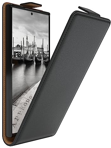 EAZY CASE Hülle kompatibel mit Samsung Galaxy S23 Ultra Flip Cover zum Aufklappen, Handyhülle aufklappbar, Schutzhülle, Flipcover, Flipcase, Flipstyle Case vertikal klappbar, aus Kunstleder, Schwarz