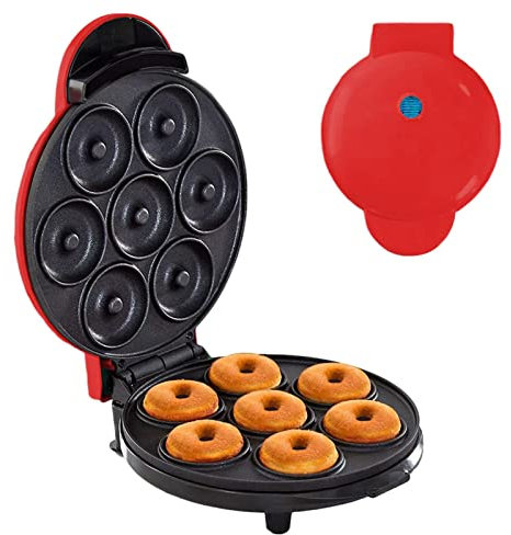 Zceplem Macchina per Ciambelle, Antiaderenti Macchina Elettrica per Ciambelle, Macchina per Ciambelle Elettrica con Riscaldamento A Doppia Faccia per Colazione E Dessert, 7 Ciambelle