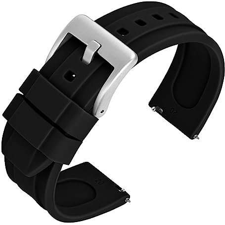 ANNEFIT Silicone Watch Bands 18mm, Quick Release Waterproof Replacement Strap for Men Women (Black)