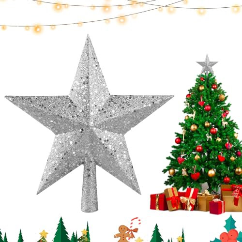 LETTERASHQP Christbaumspitze Klein,Weihnachtsbaumspitze Stern 20cm Mini-Weihnachtsbaumspitze,Treetop Weihnachtsschmuck für Feiertagsdekoration oder Heimdekoration(Silbrig)