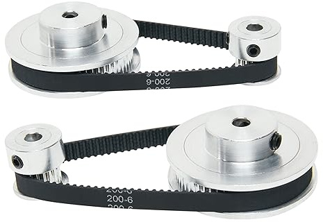 SHCEEC 2PCS Set 2GT Aluminum Timing Pulley 20&60 Teeth 5mm Bore Synchronous Wheel with 2PCS Length 200mm Width 6mm Belt (20-60T-5B-6)