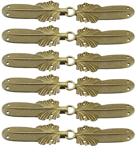 sourcing map Umhangverschluss, 6 Paar Feder-Vintage-Cape-Verschlüsse, Schnappverschluss Haken und Ösen, für Pullover, Schal, Cardigan, Kragen, Schnallen für Kleidung (Bronze), bronze, 89 x 17mm
