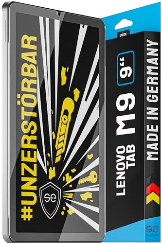 smart engineered S.E - Protector de pantalla de cristal para tablet Lenovo Tab M9 (9), irrompible, 9H con antigolpes, montaje innovador y material irrompible, fabricado en Alemania