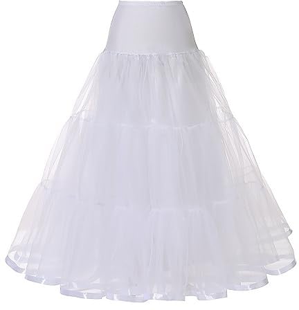 Kumeng Women's Ankle Length Petticoats Long Plus Size Wedding Slips Crinoline Underskirt for Prom Evening Wedding Dress