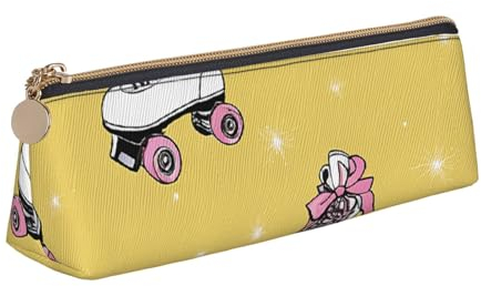 ASPOIJHN Bunte Rollschuh-Federmäppchen, Schreibwaren-Aufbewahrungstasche, leichte Kosmetiktasche mit Reißverschluss, für Teenager, Jungen, Mädchen, Erwachsene, weiß, Einheitsgröße, Kulturbeutel