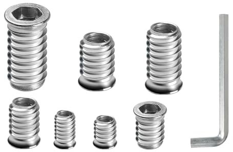 FOMGIIN dado Esagonale Incassato Inserti Filettati M6x10mm, 10 Pezzi Boccole Filettate per Legno, Vite in Acciaio Zincato, Dadi Inserto di Fissaggio Viti a Esagono Filettato per Mobili in Legno