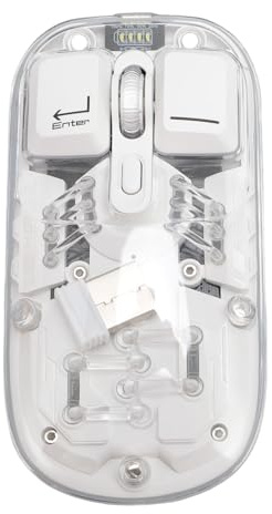 Ratón RGB Transparente, Ratón Delgado 2.4G Recargable, Ratón de Computadora Silencioso con Receptor USB, Ratón de Computadora Inalámbrico Óptico Ajustable de 1600 dpi (White)