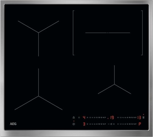 AEG Induktionskochfeld autark 60cm – 4 Flex-Zonen mit Bräterzone – 14 Stufen + Powerfunktion – SuperFlat Rahmen – Timer – Touch-Bedienung – kompatibel mit Haubenautomatik – TO64IC00XB