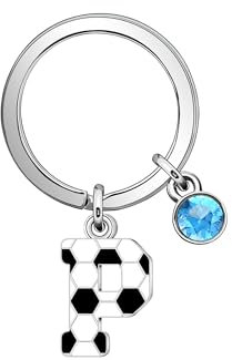 Casxyue Initialen Fußball Schlüsselanhänger - Personalisierte Geschenke für Frauen, Mädchen, Mann, Jungen im Football Stil
