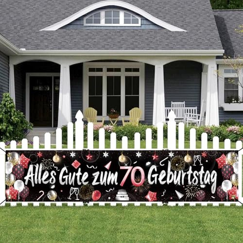ParPix Banner 70 Geburtstag Mann Frau Deko, 70 Geburtstag Deko Girlande, Deko 70 Geburtstage Mann Frau,70. Geburtstage Deko Rot,Deko zum 70 Geburtstags,70.ter Geburtstagsbanner, Geburtstags 70 Banner