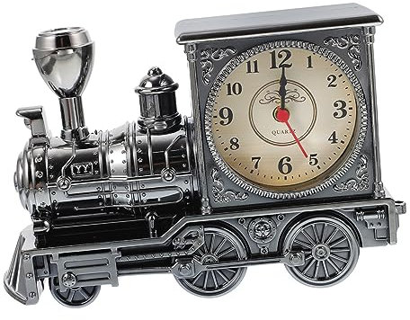 Zerodeko Retro Lokomotive Wecker Aus Kunststoff Vintage Design Tischuhr Dekorative Schreibtischuhr Ohne Batterie Geschenk Für Eisenbahnliebhaber