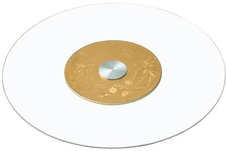 FVTVHEV Plato Giratorio Redondo para Mesa De Comedor Bandeja Giratoria de Mesa de Vidrio Templado Lazy Susan Plato Giratorio de Vidrio Grande para Mesa de Comedor con Base silenciosa(Gold 1,60cm)