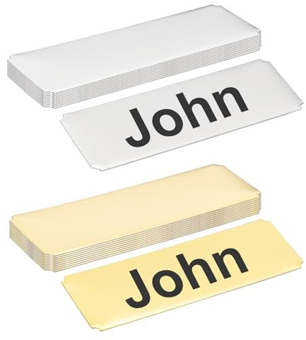 PATIKIL 3x1 Stainless Steel Laser Engraved Mount Metal Name Plate, 20 Pack Self Adhesive Sign Personalized Custom Blank Plate for DIY Laser Printing, Notched Corner Silver/Gold