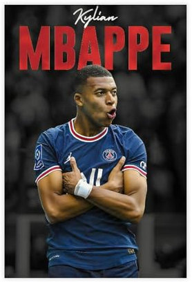 ocvdfss Kylian Mbappe 3 Leinwand-Poster, Schlafzimmerdekoration, Landschaft, Büro, Raumdekoration, Geschenk, 30 x 45 cm