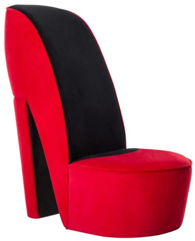 KATERYY Stuhl in Stöckelschuh-Form Rot Samt,High Heel Stuhl Extravaganter Sessel mit StöckelschuhDesign für Moderne Einrichtungen Wohnzimmer, Sessel
