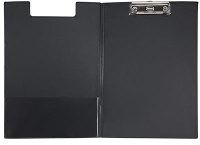 Idena 11375 - Klemmbrettmappe für DIN A4, Hochformat, PVC beschichtetes Clipboard in Schwarz, mit Deckel