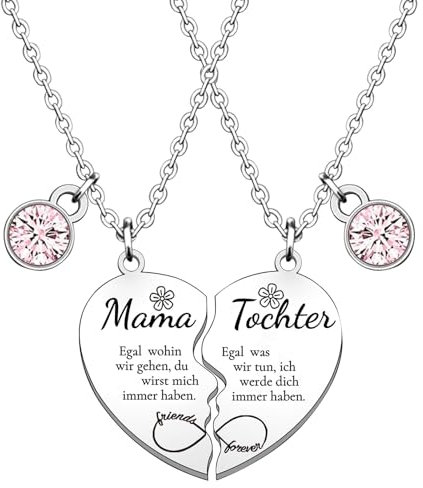 Mezrkuwr 2 Stück Mutter-Tochter-Herz Halskette-Set, Edelstahlmaterial Geschenke für Mama, Muttertag, Geburtstag, Weihnachtsgeschenke von der Tochter Motivierende Geschenke