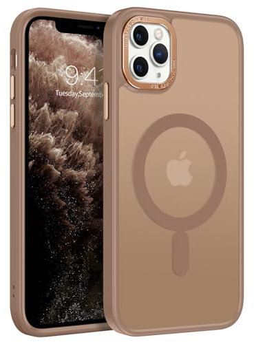 BENTOBEN Schutzhülle für iPhone 11 Pro Max, magnetisch, kompatibel mit Magsafe, Bumper, kompletter Schutz, matt, transparent, kratzfest, Schutzhülle für iPhone 11 Pro Max 6,5 Zoll, goldfarben