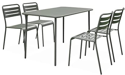 sweeek - Gartentisch und 4 Stühle aus Stahl, 120x70xH72,5 cm - Amelia