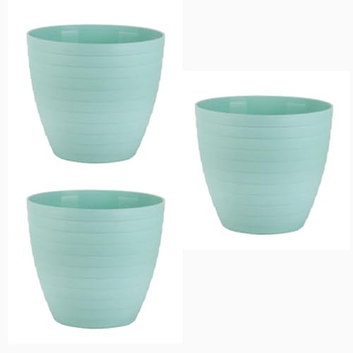 Mypicompany. Maceteros Decorativos Interior y Maceteros Grandes Exterior - 3X Macetas Grandes Verde Turquesa (30 cm) Macetas Plastico con Drenaje - Tiestos para Plantas, Jardín, Terraza y Balcón