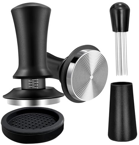 Jeorywoet Kit per Espresso, Set di manomissione del caffè, Kit manomissione Espresso in Acciaio Inossidabile da 51 mm con Scale, Mano Regolabile con Accessori per Cucina Domestica, Accessori