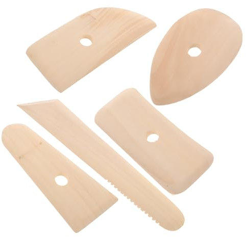 HAPINARY 5piezas Herramientas De Madera Para Alfarería y Modelado Raspadores Ergonómicos Resistentes Para Arcilla y Pasta De Moldear Accesorios Duraderos Para Manualidades