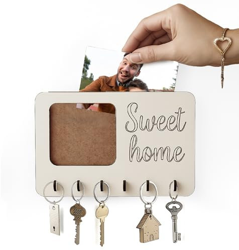 MoniDecor Porte clef Mural avec 6 crochets en Bois Boite a Clef Decorative Boite a Clefs Murale Support Clef Mural porte clef mural bois