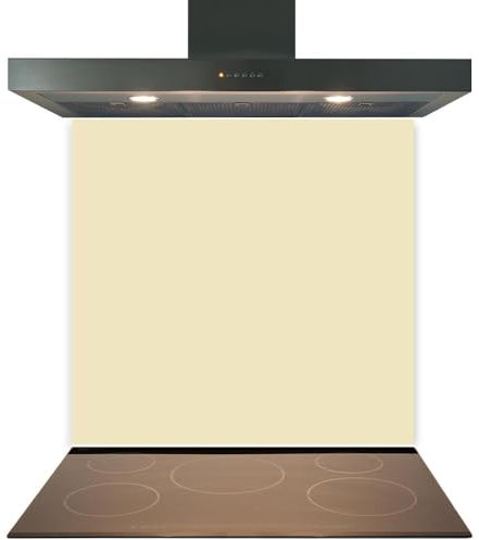 Colour2Glass Coloured Toughened Glass Splashback for Kitchen, Tempered Heat-Resistant Glass Splashbacks with Polished Edges for Cooker and Hob Backsplash (Cream, 60 x 65cm)