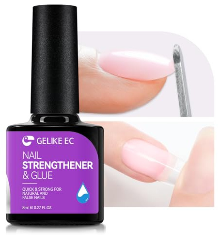 Nail Strengthener Glue for Care - Gelike EC 6 in 1 Nail Strengthener Glue Sheer Baby Pink for Weak Thin Splitting Nails Care, Professional Manicure Treatment For Women