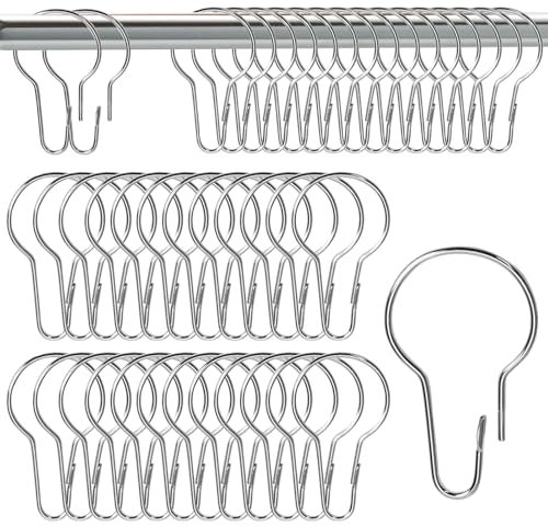 Huybaa Lot de 42 Anneaux de Rideau de Douche, Anneaux de Crochet, Crochet Rideau Antirouille Coulissant pour Salle de Bain,Chambre à Coucher