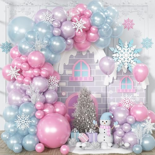 Kit d'arche de ballons en latex rose violet bleu nacré rose violet clair bleu guirlande de ballons en latex, différentes tailles pour mariage, fête prénatale, révélation du sexe, bar mitzvah sirène