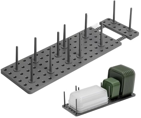 HSUYUN Organizzatore Pentole, Regolabile Organizer Padelle, con 12 Colonne Porta Pentole, Grigio Scuro Organizer Pentole e Padelle, Adatto per Piatti, Ciotole, Coperchi, Tazze