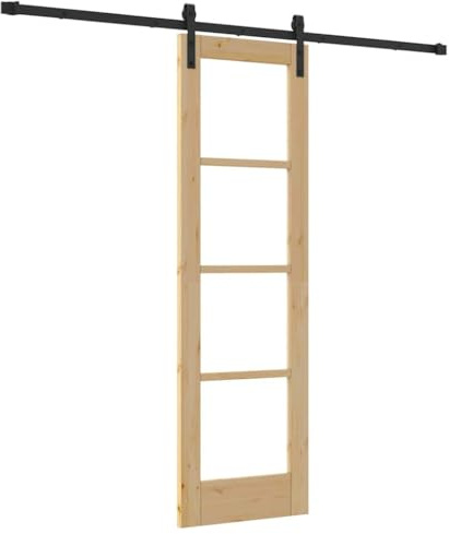 vidaXL Sliding Door Other ORKDAL Brown 61 x 198.5 cm, Bedroom, Contemporary Door, Rectangular, Sliding, Space-Saving, Solid Wood, Adjustable Panel, Pine