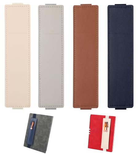 4 Pcs Elastic Pen Holder for Notebook,Adjustable PU Leather Pen Sleeve with Elastic Strap,Pencil Holder Case for Notebook Planners Binders Diary Book Journal School Stationery Office Supplies