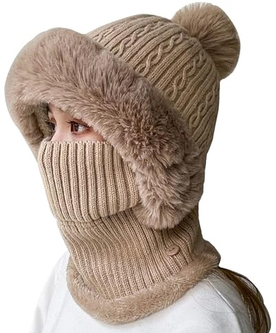 BSYLOO Balaclava Windproof Ski Mask Fleece Hood Winter Warm Hat with Neck Cover Face Cover Mask for Women
