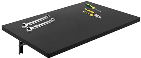 Caskunbsy Wandklapptisch,Wandmontierbare Klapptisch mit 550 lbs Tragfähigkeit für Küche, Werkstatt & Wohnzimmer - Platzsparende Arbeitsplatte mit Klappmechanismus (81x45,5x25 cm) (Schwarz)