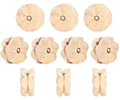 Zubehör zur Schmuckherstellung aus Holz, geschnitzte Anhänger aus natürlichem Buchsbaum, DIY-Bastelbedarf für handgefertigte Armbänder, Halsketten, Ohrringe, 10-teiliges Set