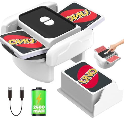 BeSokar Automatischer Kartenmischer, 2 Laufmodi, Aufladbar mit Langzeit-Batterie, Geräuschlos, für UNO, Poker, Black Jack Karten, Schwarz (Schwarz & Weiß)
