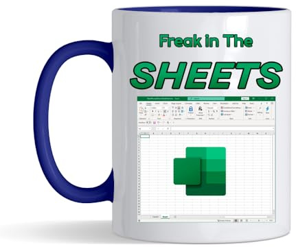Getagift Spreadsheet Mug – 'Freak in The Sheets' - Gift for Friends, Colleague Work Office Coffee & Tea Lovers 11oz Ceramic Mug (Navy Blue)