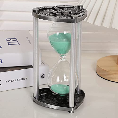 Sablier, Sablier décoratif for enfants, cadre en métal, 5/10 minutes, minuteur for brossage des dents, bain, cuisine et nettoyage, décoration de bureau(Blue,5 minutes 11.5 * 7cm)