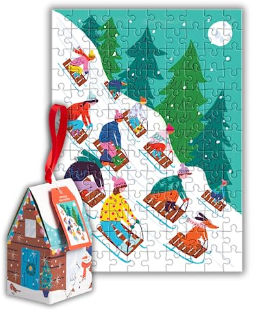 Winter Sledding Puzzle Ornament: 130 Pieces