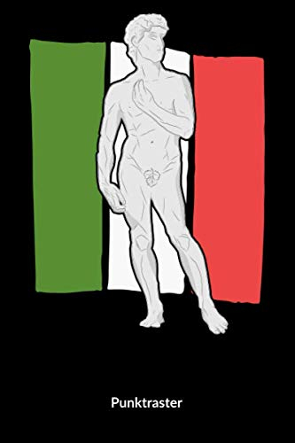 Punktraster: Italien Notizbuch mit Statue und italienischer Handgeste, gepunktetes Notizbuch 6x9.