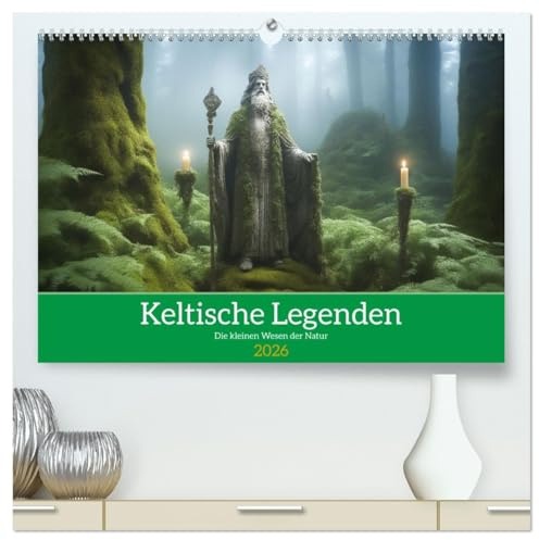 Keltische Legenden - Die kleinen Wesen der Natur (hochwertiger Premium Wandkalender 2026 DIN A2 quer), Kunstdruck in Hochglanz: Wanderung durch die keltischen Zauberwälder (CALVENDO Orte)