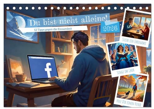 Du bist nicht alleine! (Tischkalender 2026 DIN A5 quer), CALVENDO Monatskalender: Mit Entschlossenheit gegen die Einsamkeit (CALVENDO Menschen)