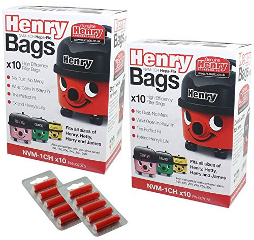 Henry Lot de 20 Sacs à poussière en Microfibre Multicouche Vert + 10 bâtonnets Freshener