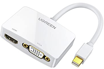 UGREEN Mini DisplayPort to HDMI VGA Adapter, 4K Thunderbolt 2 Adapter 2 in 1 Mini DP Converter Compatible with MacBook Pro MacBook Air iMac Surface Pro 1 2 3 4 6 Surface Laptop 2 ThinkPad X1, White