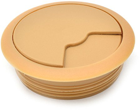 60mm Beech PC Computer Desk Plastic Grommet Table Cable Tidy Wire Hole Cover by GTV