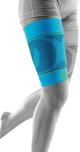 BAUERFEIND, 1 Paar Sport Kompressions-Oberschenkelbandagen, Unisex, Rechts und Links tragbar, Für Ball- und Ausdauersportarten, Stärkung der Muskulatur, Gr. XL lang, Rivera, 29345723800034